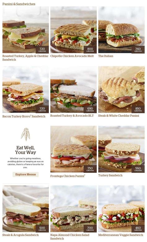 Panera menu with price